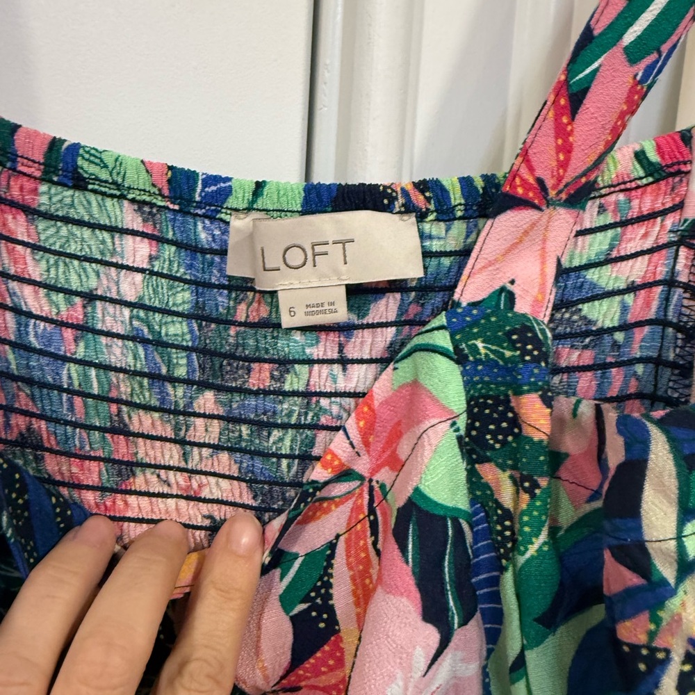 LOFT One Piece in Pink and Green Floral jumpsuit - Picture 3 of 3